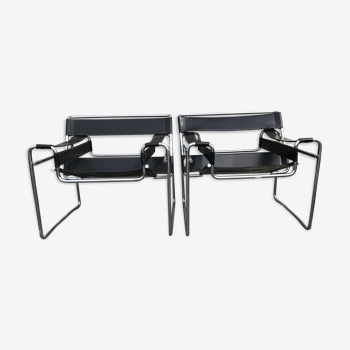 Pair of "Wassily" B3 armchairs by Marcel Breuer