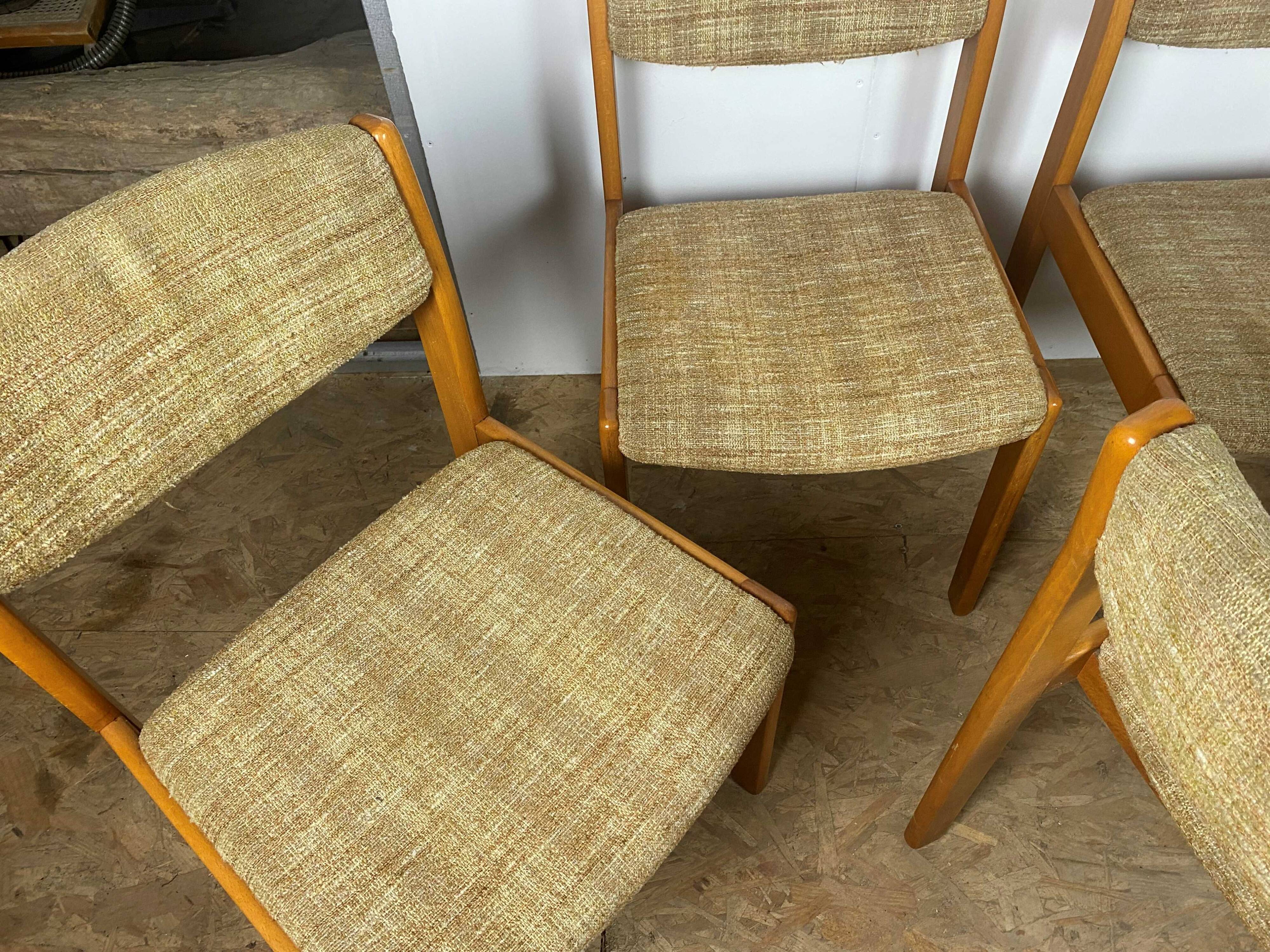 Set of 6 vintage Scandinavian chairs in wood and wool fabric an60