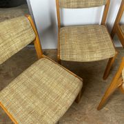 Set of 6 vintage Scandinavian chairs in wood and wool fabric an60