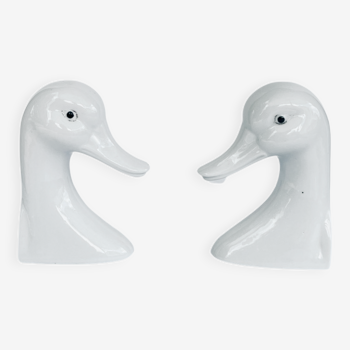 Porcelain bookends geese, Netherlands 1950s