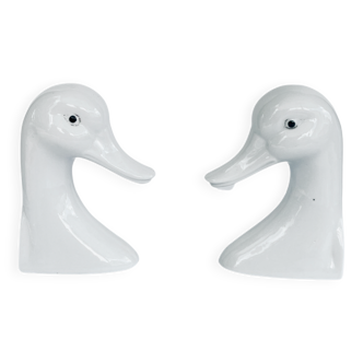 Porcelain bookends geese, Netherlands 1950s