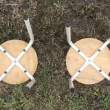 Set of 4 industrial style wood and metal stools