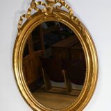 Miroir Ovale en Bois Doré, Style Louis XVI, époque Napoléon III – Milieu XIXe