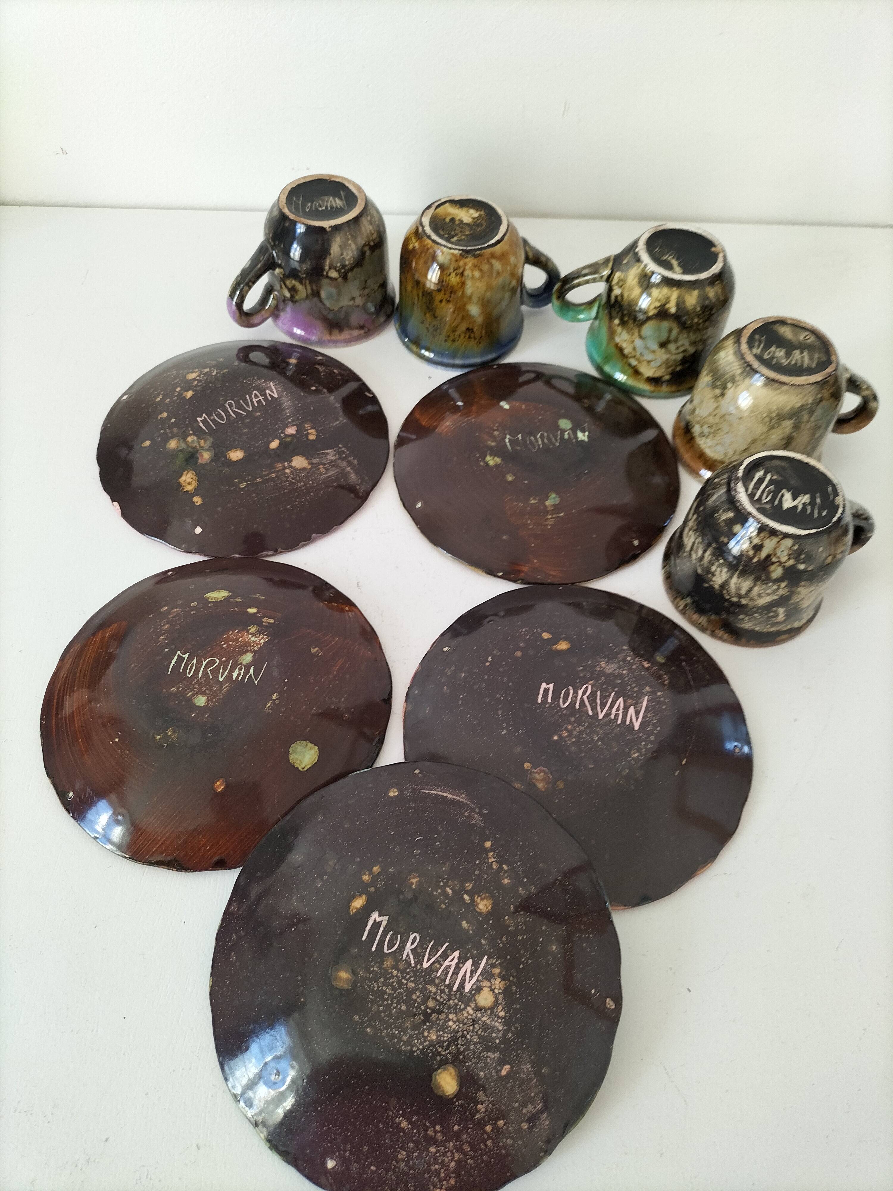 Gaston Gaubier ceramic cups and saucers