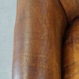 Club chair made of sheepskin leather with the most beautiful colors and a stunning patina