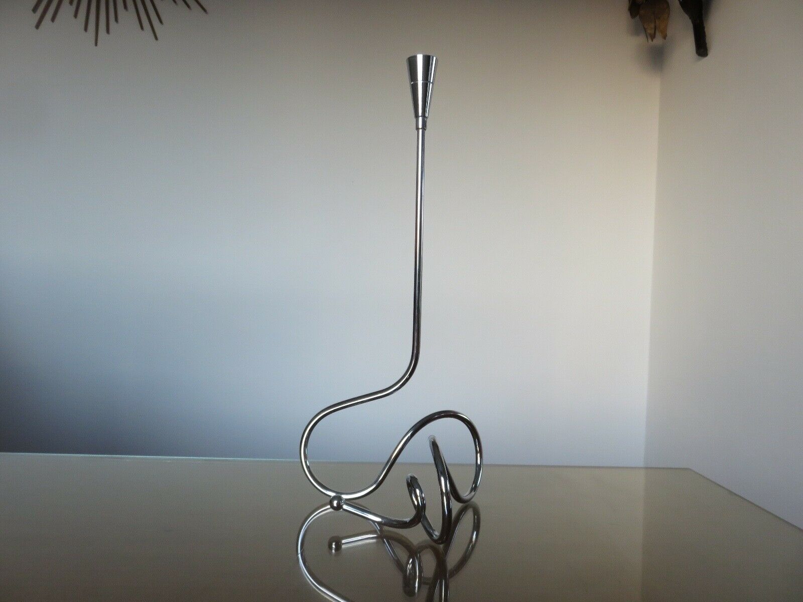Scandinavian candlestick in chrome metal 1970