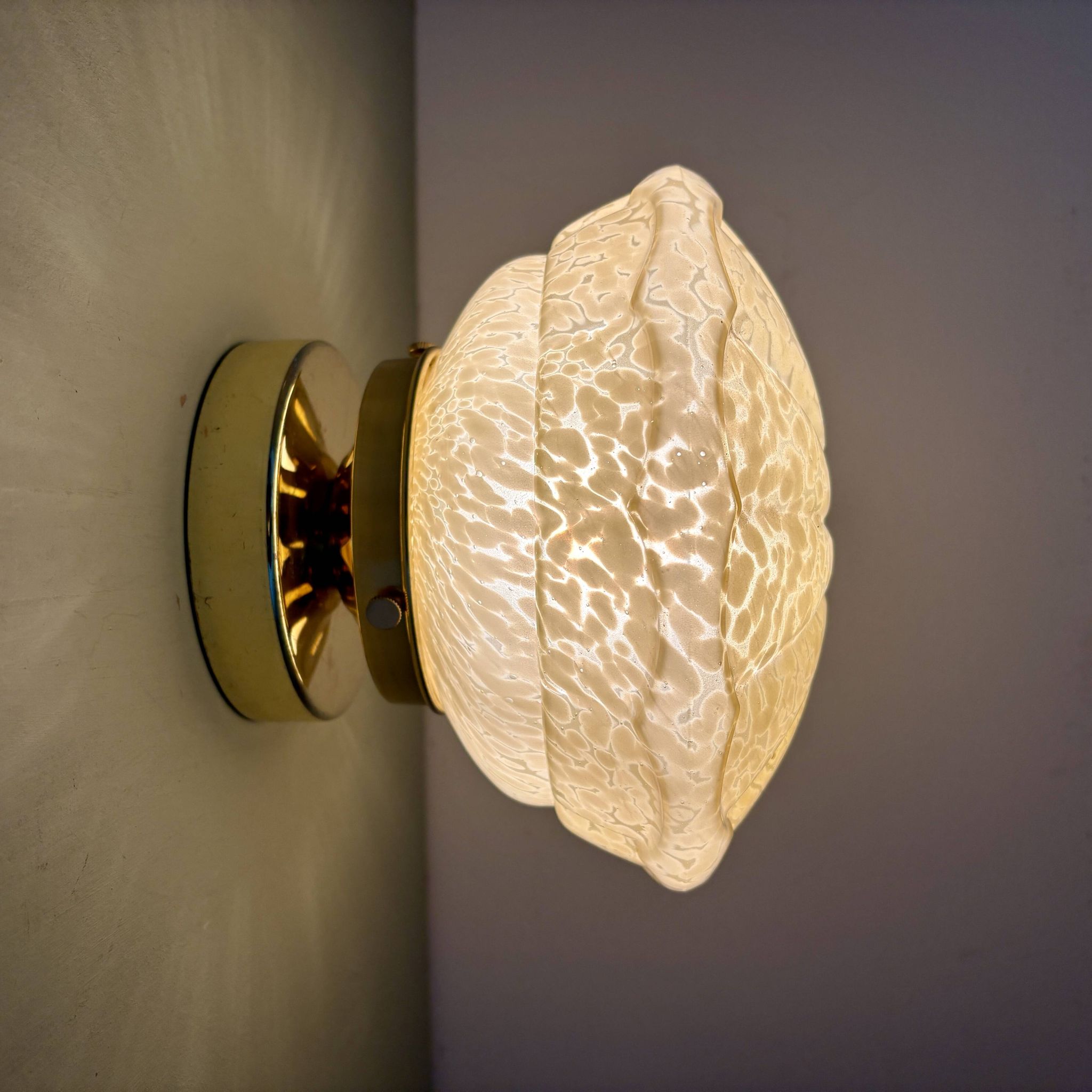 Vintage art deco globe wall or ceiling light in yellow Clichy glass