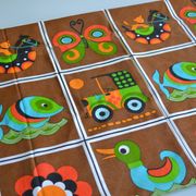 Vintage fabric 1970 70's france 114 / 186 cm
