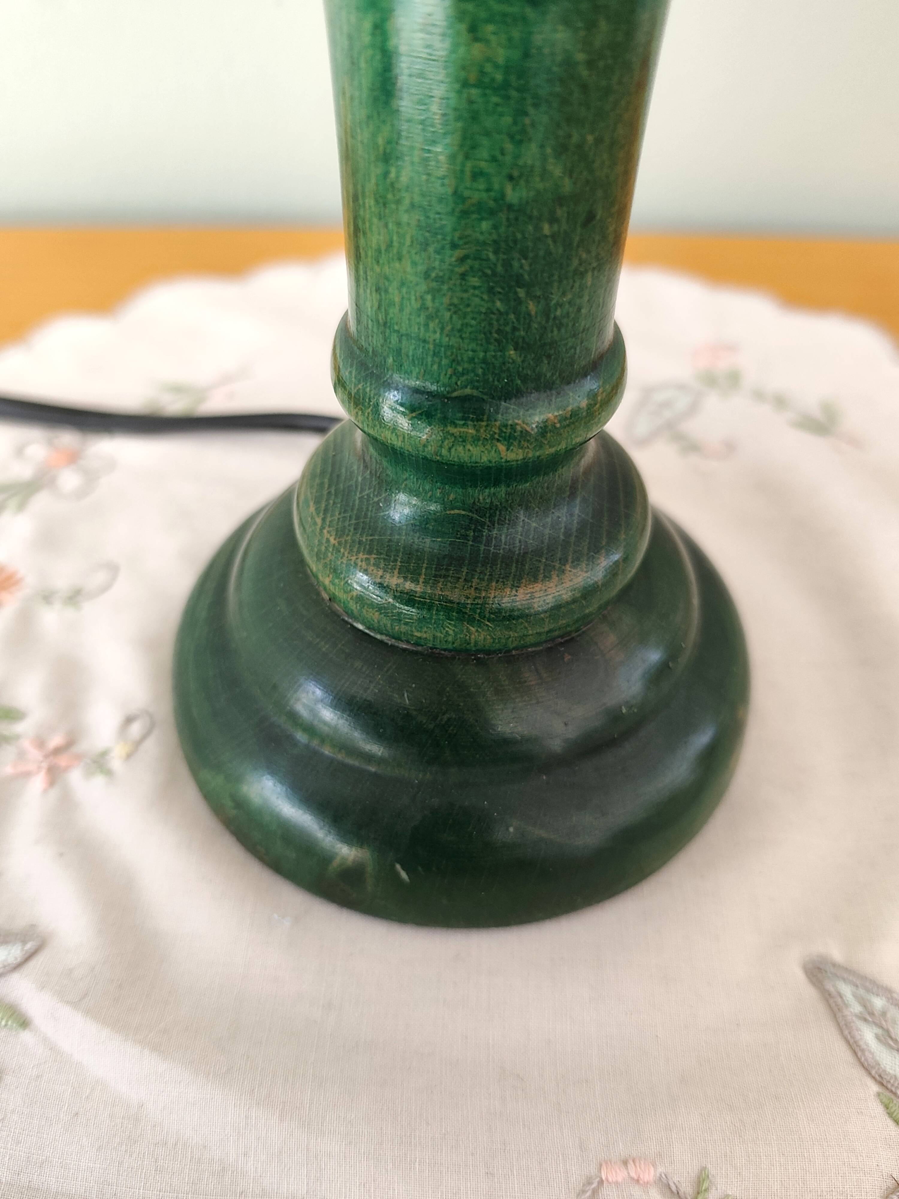 Green wooden table lamp