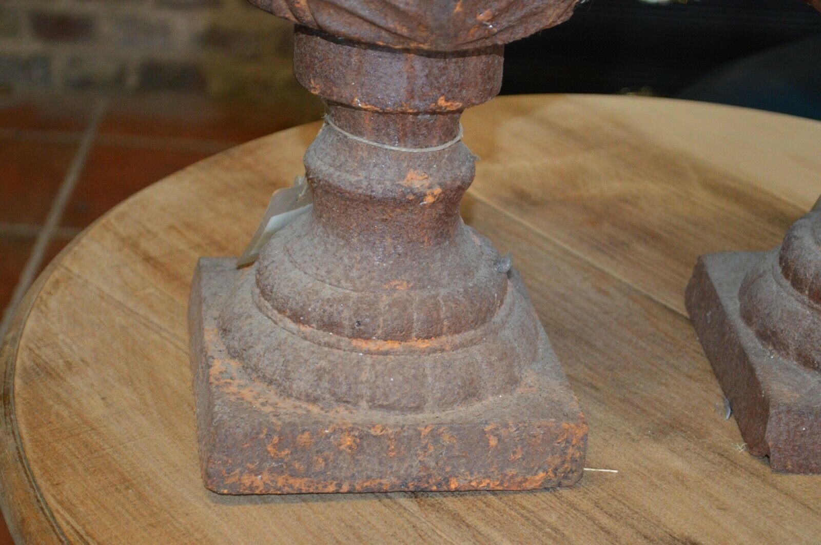 Cast iron pine cones pilaster tops