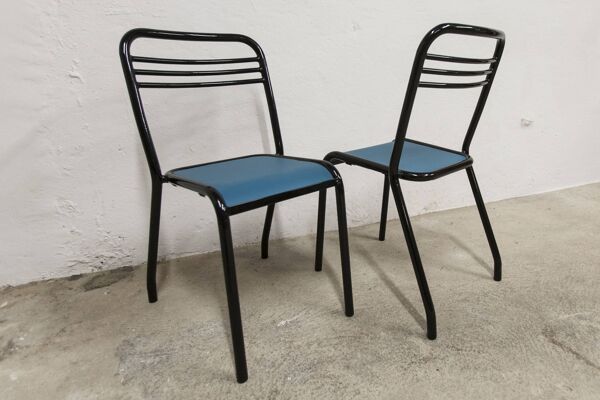Paire de chaises de Jean Pauchard Tolix 1960 restaurées