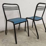 Pair of restored Jean Pauchard Tolix chairs, 1960s