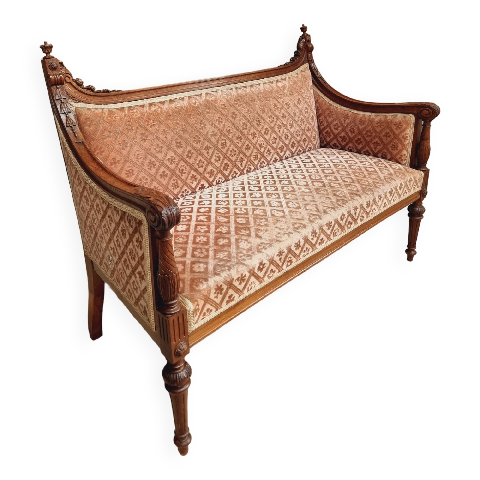 Antique sofa seat classic hall bench old pink