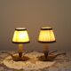 Paire de lampes candélabres vintage en bronze avec abat-jours en tissu plissé, France