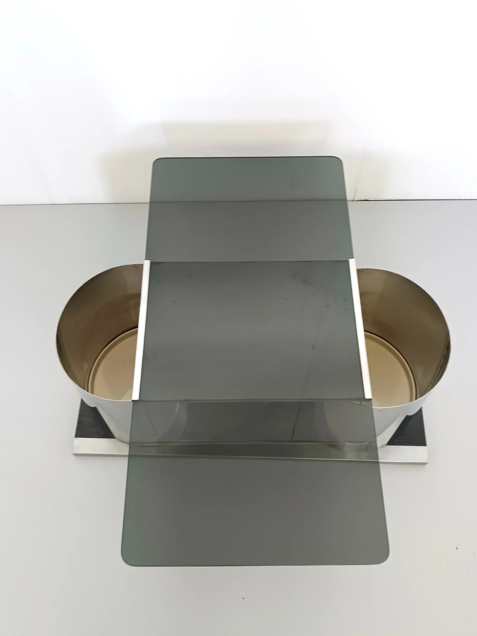 Rectangular Smoked Glass Coffee Table / Dry Bar in the style of François Mo