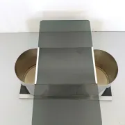 Rectangular Smoked Glass Coffee Table / Dry Bar in the style of François Mo