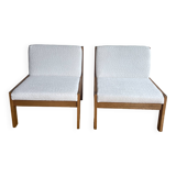 Pair of Baumann white bouclette armchairs