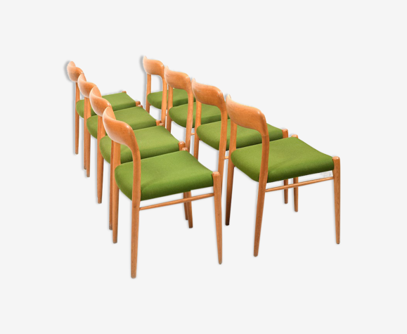 Ensemble de 8 chaises de salle à manger danoises par Niels Otto Møller  Modèle No.75 | Selency