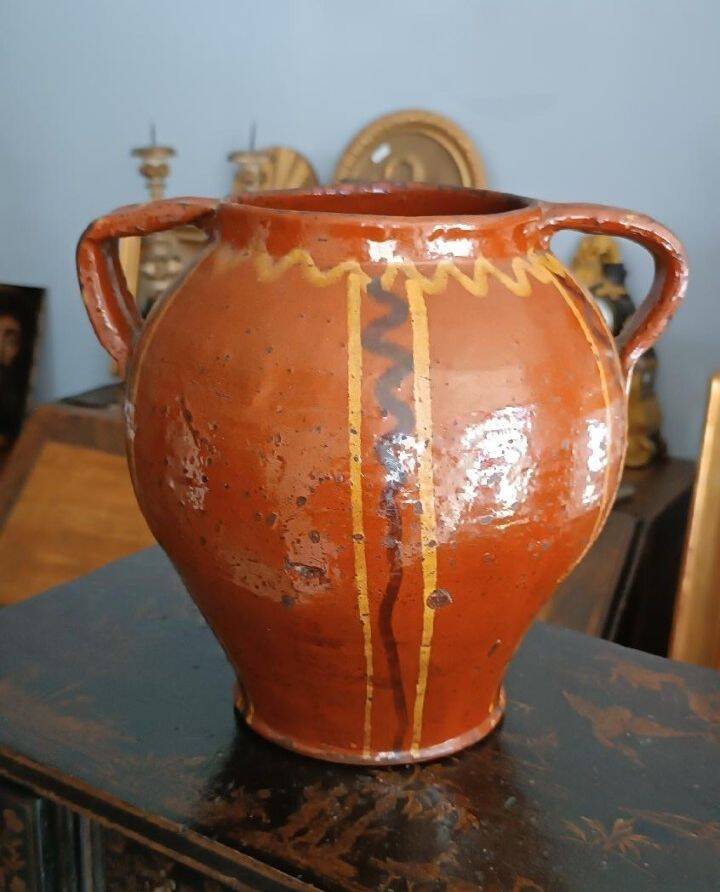 Vase en majolique émaillé antique Orciolo, Italie centrale, 19e siècle
