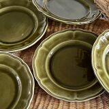 5 Lunéville Moss Green dessert plates.
