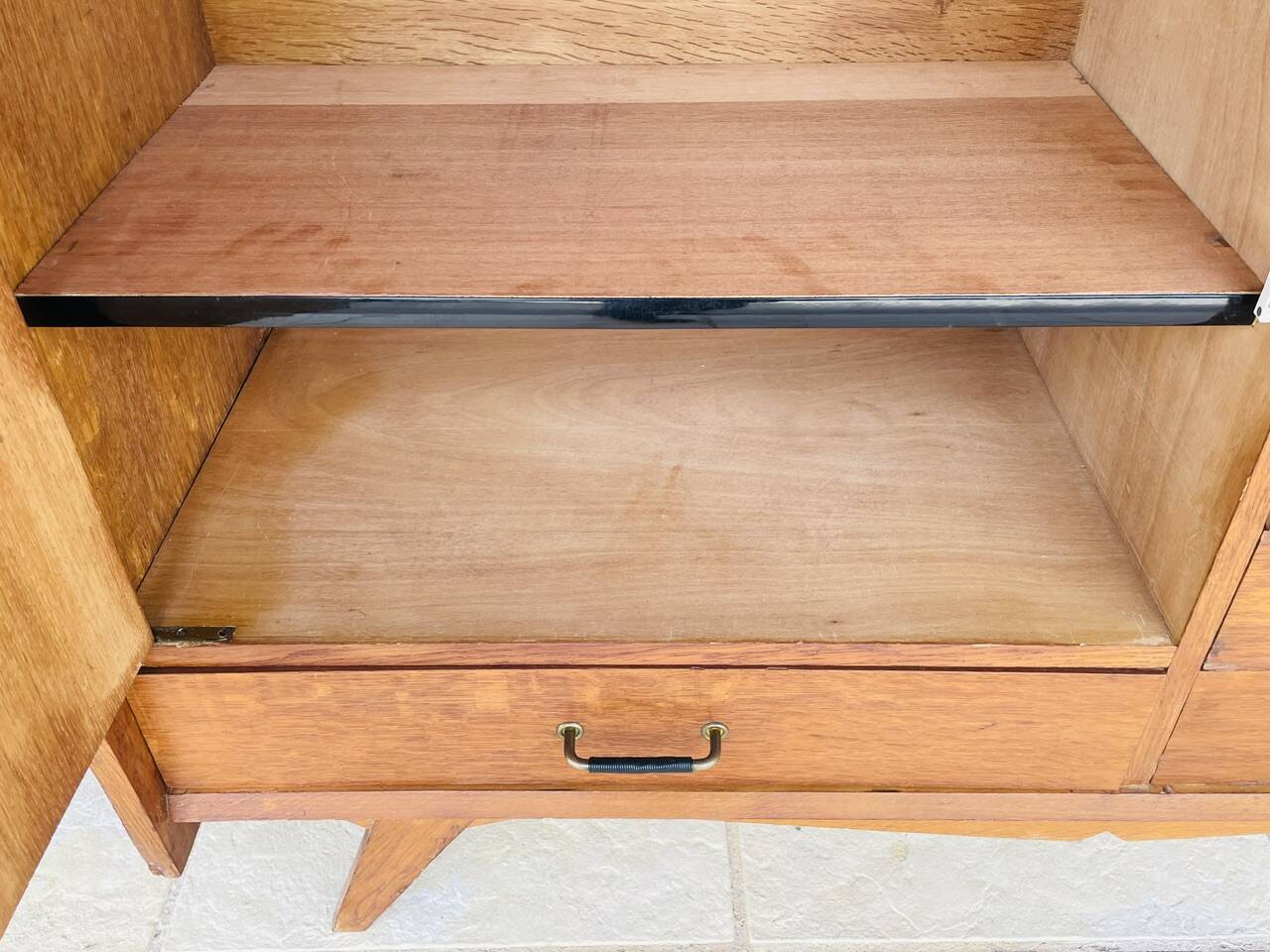 Oak storage unit, splayed legs circa 1950s