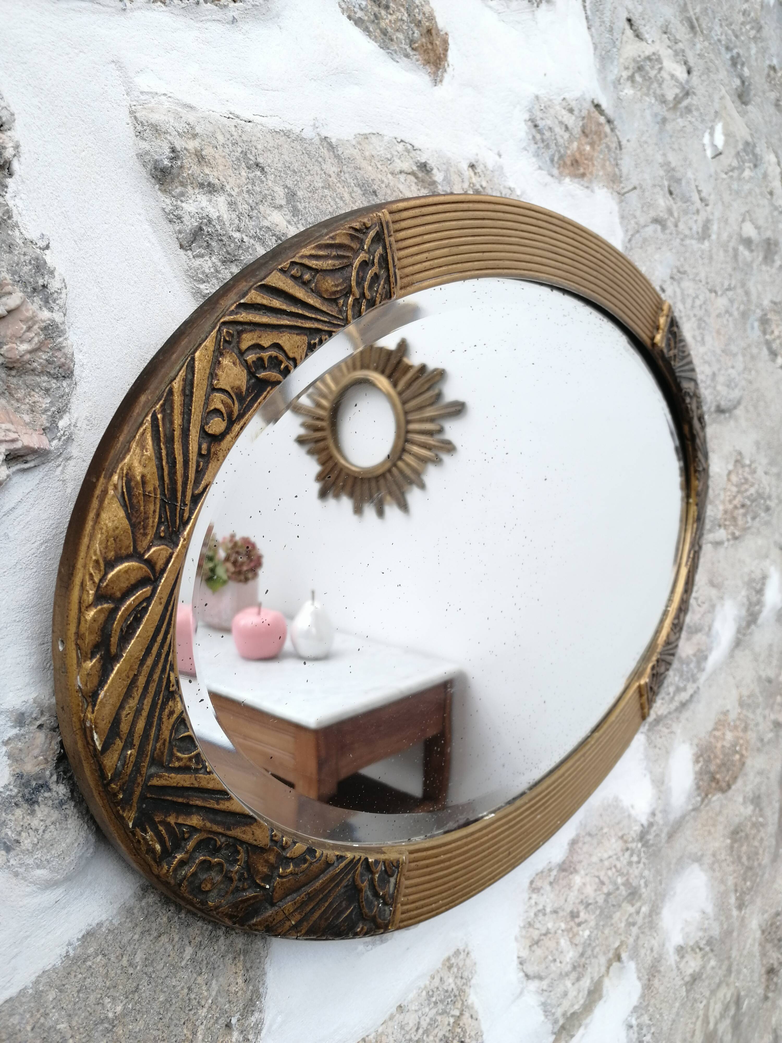 Mirror oval bevelled art deco
