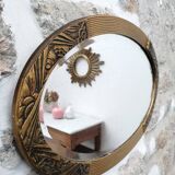 Mirror oval bevelled art deco