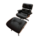 Fauteuil et ottoman Charles Eames en bois de palissandre et cuir