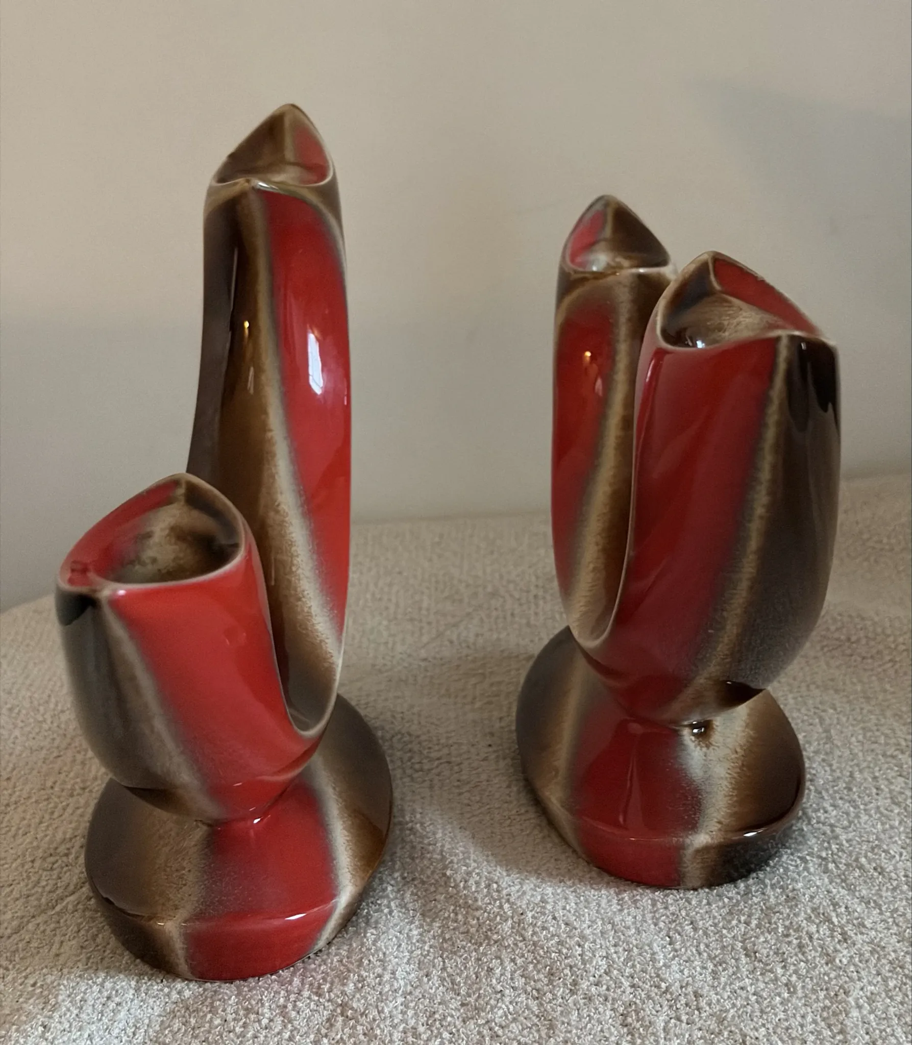 Pair of Mid-Century Vintage Ceramic Double Candlestick Holders Verceam