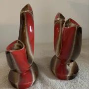Pair of Mid-Century Vintage Ceramic Double Candlestick Holders Verceam