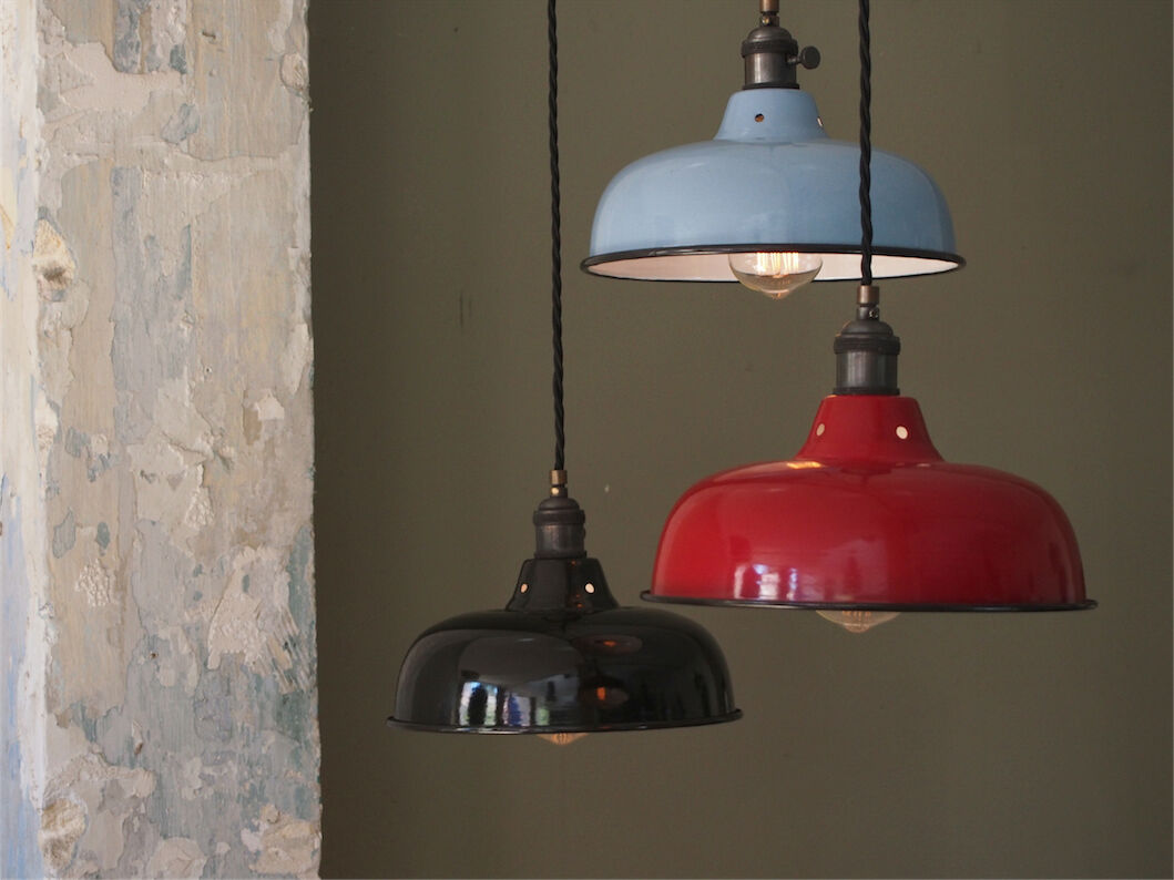 Day blinds emailed industrial lamp sky blue
