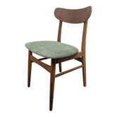 Chaise scandinave teck & tissu vert