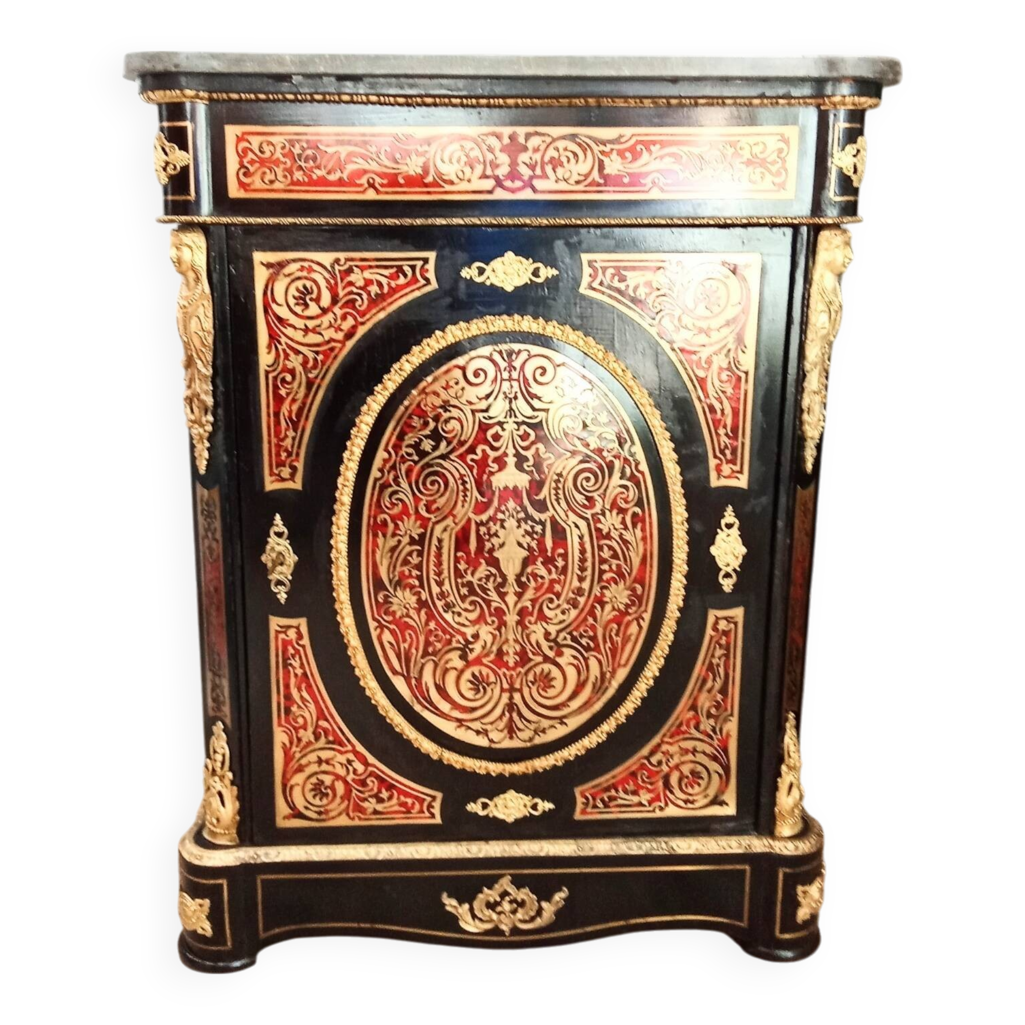 Straight Boulle marquetry support unit