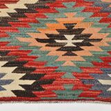 5x9 Faded Color Turkish Vintage Kilim Rug, 141x275Cm Geometric Style Kilim