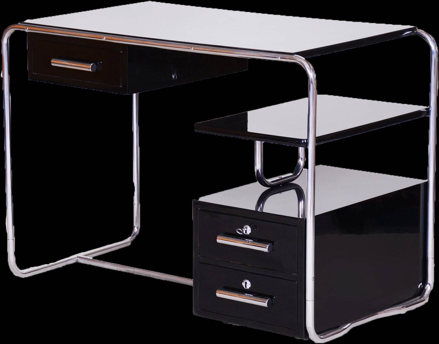 Bauhaus Writing Desk in Chrome, Steel and Wood, Germany, 1930s