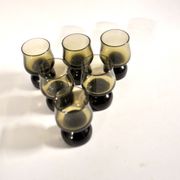Set of 6 vintage smoked glass shot glasses from Italy, 1970-1980.