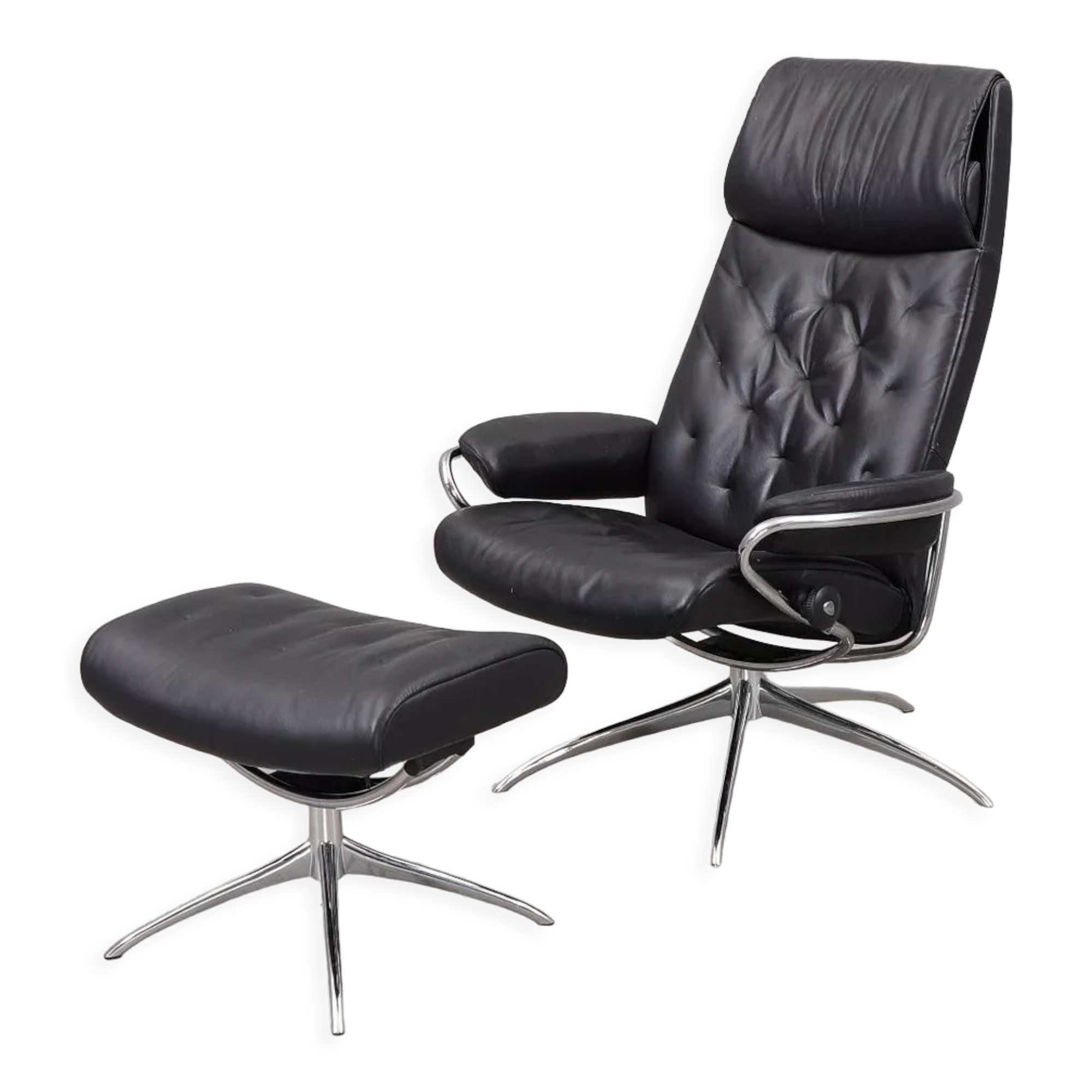 Stressless manual upholstered relax armchair and ottoman sound – Metro