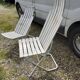 Pair of iron and old wood garden chairs