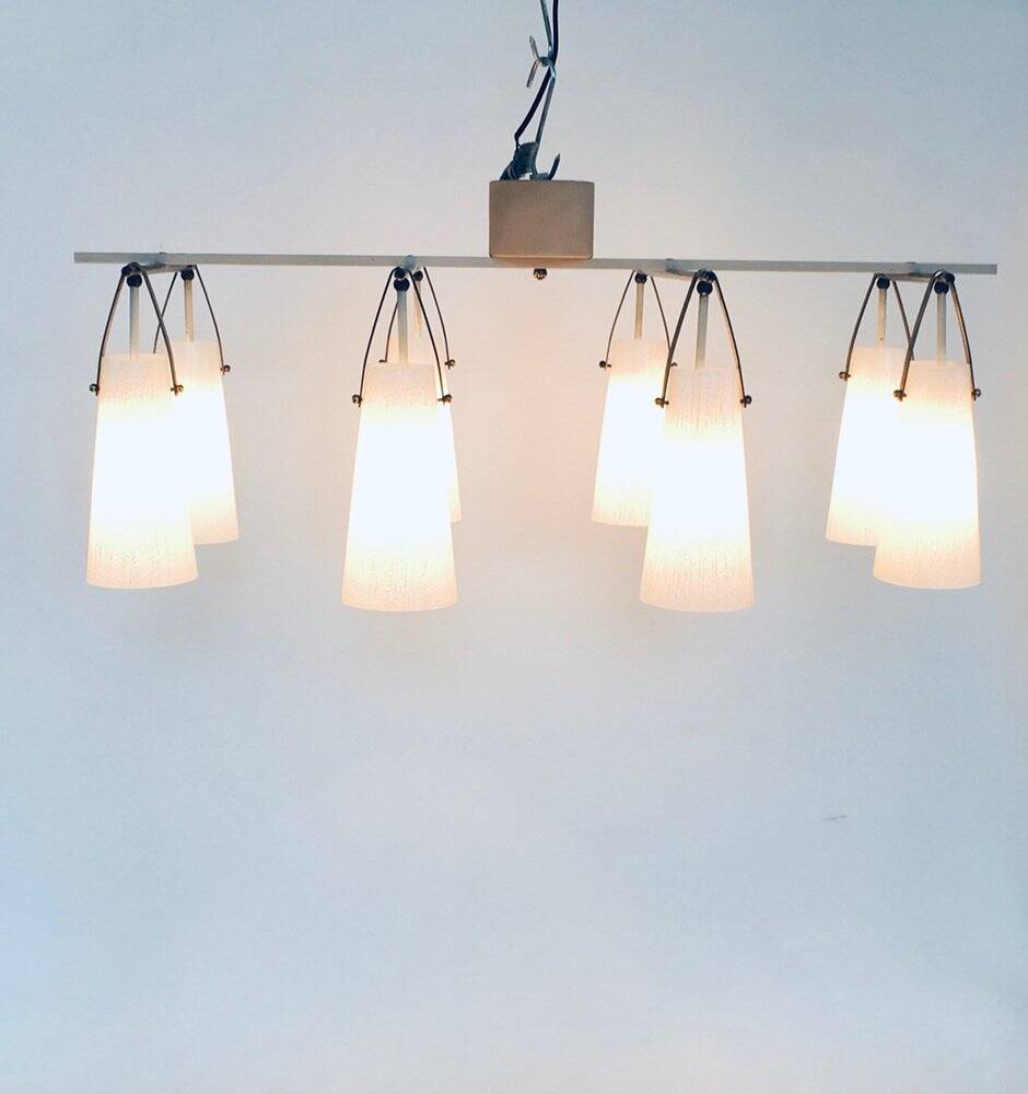 Italian glass and brass chandelier, Italy, 1950s