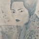 Signed blue watercolor painting “Geisha Tea Time” Japan