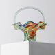 Multicolor Murano Glass Handle Bowl with Polka Dots, Ruffled Rim – 1970s Italian Mid-Century