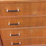 Vintage oak commode with tapered legs and wings from the 1950s.