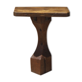 Brutalist console in solid wood worked with gouge & wrought iron, France 1950s