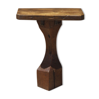 Brutalist console in solid wood worked with gouge & wrought iron, France 1950s