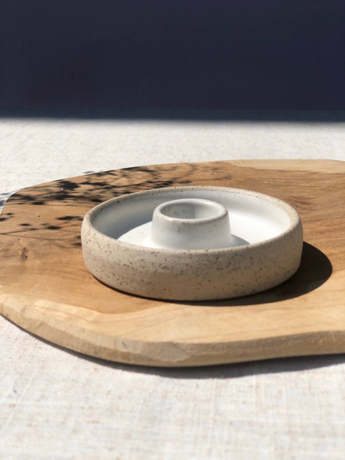Loule candle holder in ceramic stoneware