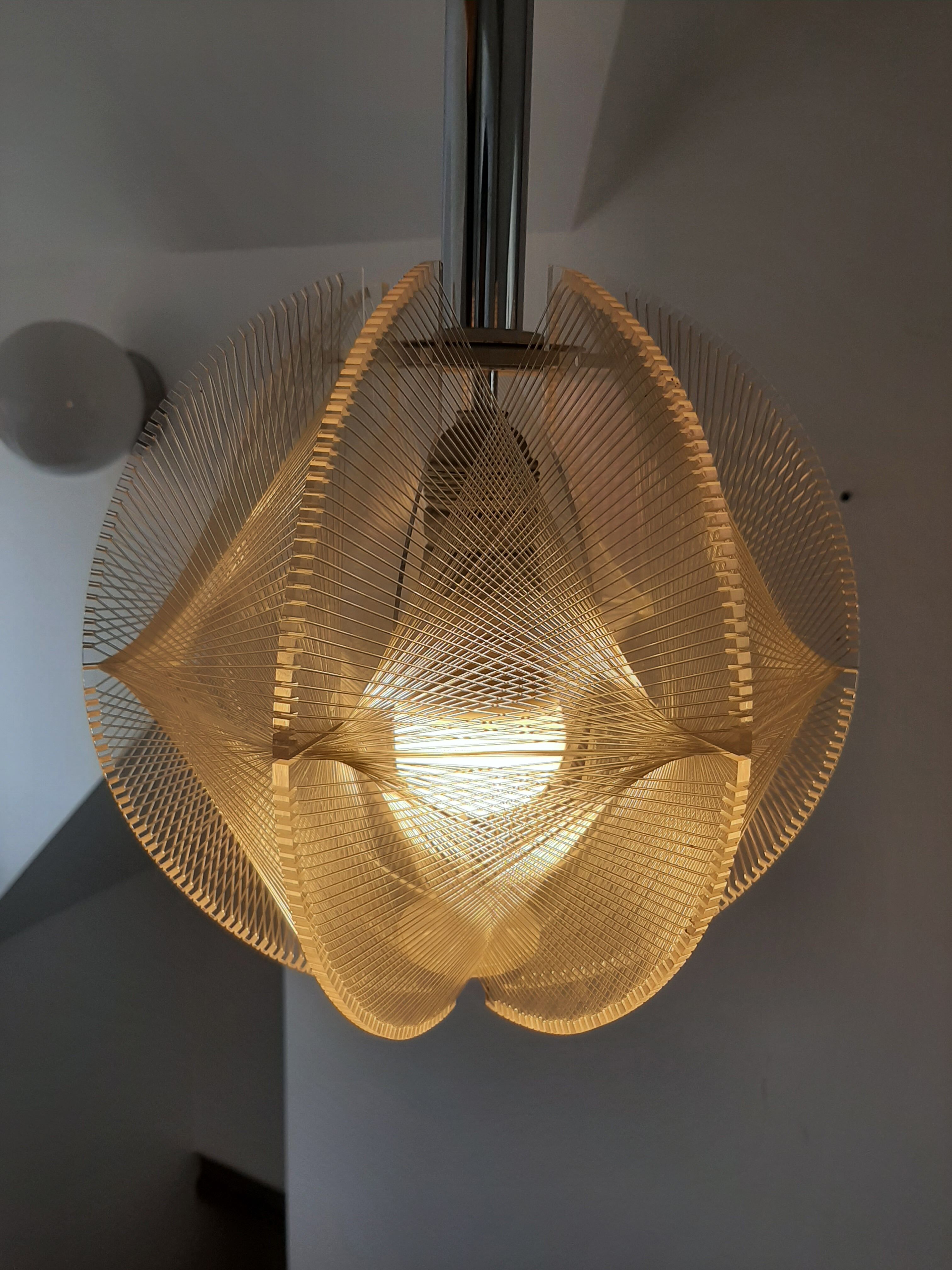 Vintage Sompex pendant lamp in Plexiglas and nylon yarn made by Paul Secon