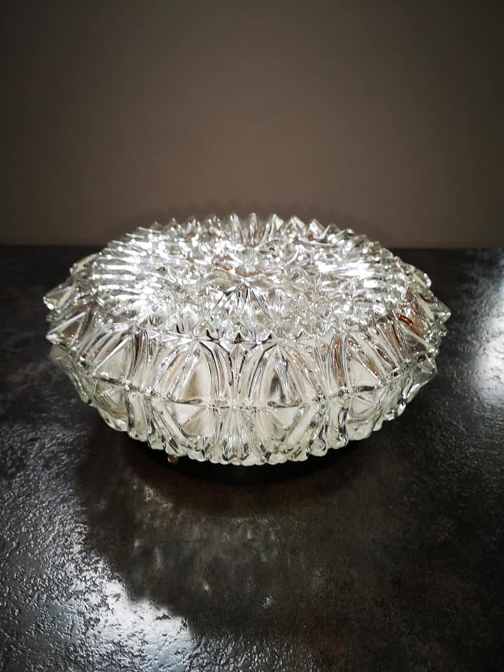 Old ceiling lamp vintage glass wall lamp 1960/70