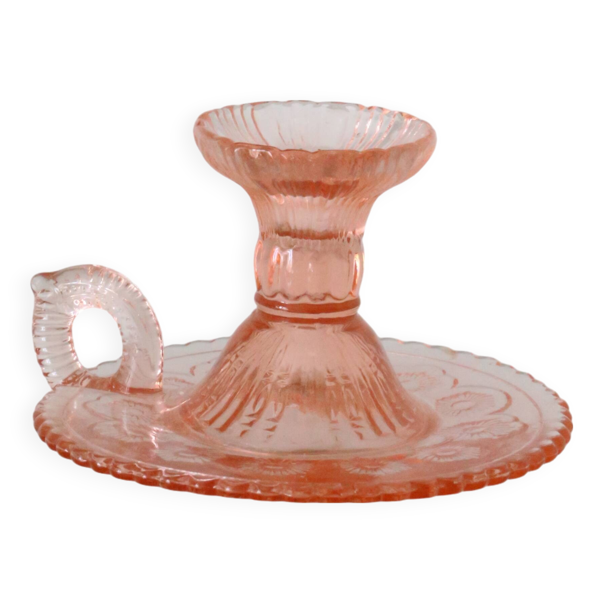 Cellar rat candle holder, pink glass