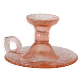 Bougeoir rat de cave, verre rose