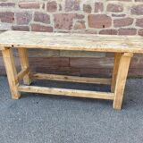Table industrielle primitive établi en bois naturel brut vintage bohême commerce magasin